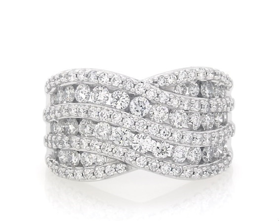 Previously Owned KAY Lab-Grown Diamonds Multi-Row Diamond Ring 2 ct tw 14K White Gold 7