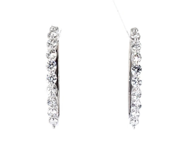 Main Image 1 of Previously Owned KAY Lab-Grown Diamonds Hoop Earrings 1 ct tw 14K White Gold