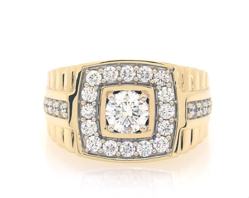 Main Image 1 of Previously Owned Men's KAY Lab-Grown Diamonds Ring 1-1/2 ct tw 14K Yellow Gold