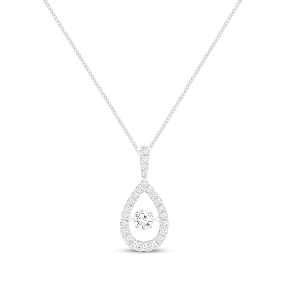 Previously Owned Unstoppable Love Lab-Grown diamond Teardrop Necklace 1-1/2 ct tw 14K White Gold 19”