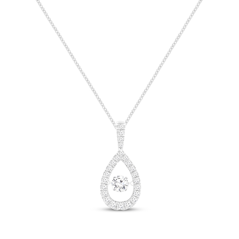 Previously Owned Unstoppable Love Lab-Created Diamond Teardrop Necklace 1-1/2 ct tw 14K White Gold 19”