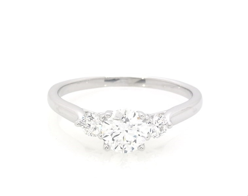 Main Image 1 of Previously Owned Lab-Grown Diamonds Three-Stone Engagement Ring 1 ct tw 14K White Gold