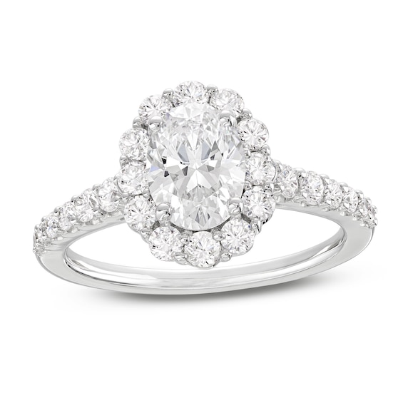 Previously Owned Lab-Grown Diamonds Oval-Cut Engagement Ring 1-3/4 ct tw 14K White Gold