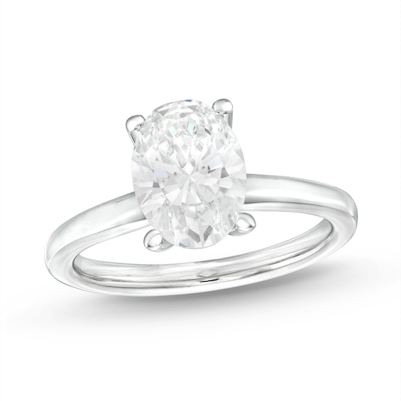 Previously Owned Lab-Grown Diamonds Oval-Cut Solitaire Engagement Ring 2 ct tw 14K White Gold (F/SI2)