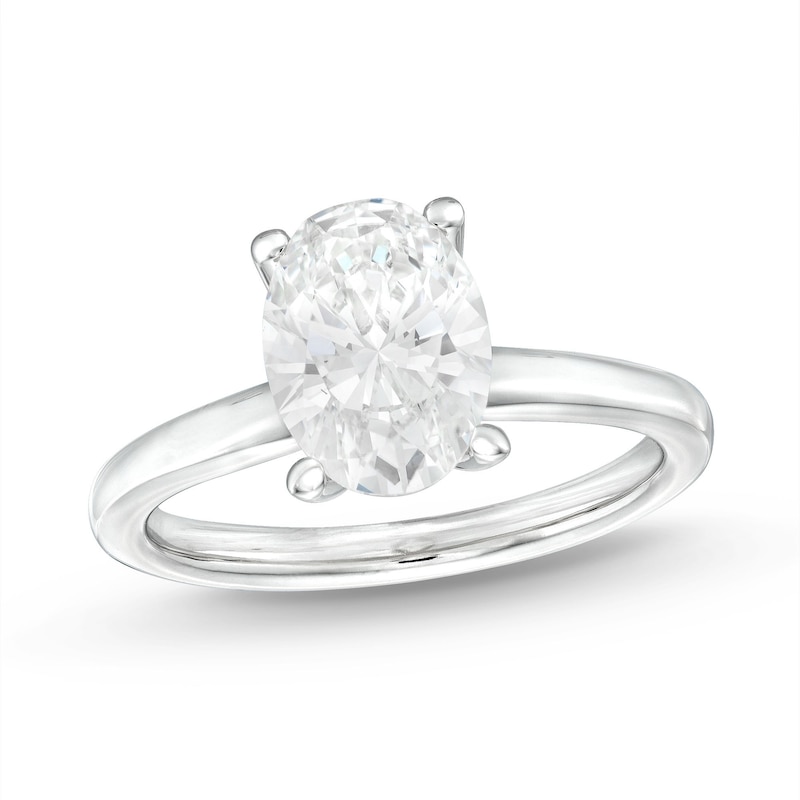 Main Image 1 of Previously Owned Lab-Grown Diamonds Oval-Cut Solitaire Engagement Ring 2 ct tw 14K White Gold (F/SI2)