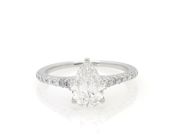 Previously Owned Lab-Grown Diamonds Pear-Shaped Engagement Ring 1-1/5 ct tw 14K White Gold