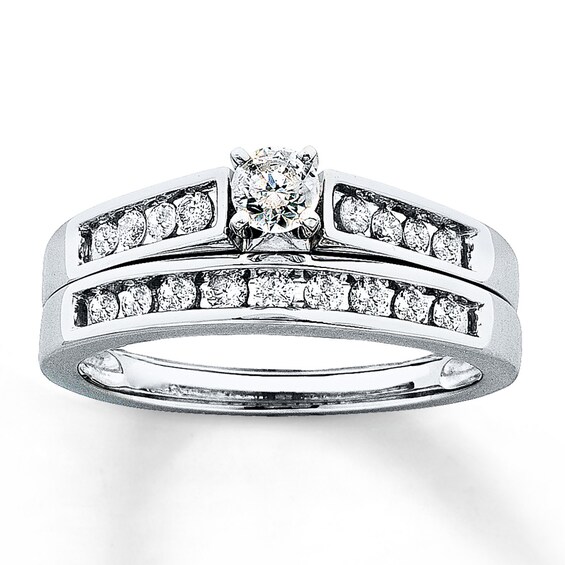 Previously Owned Diamond Bridal Set 1/2 ct tw Round-Cut 14K White Gold 8.25