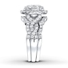 Thumbnail Image 3 of Previously Owned Multi-Diamond Center Oval Halo Bridal Set 1-1/3 ct tw 14K White Gold Size 4.5