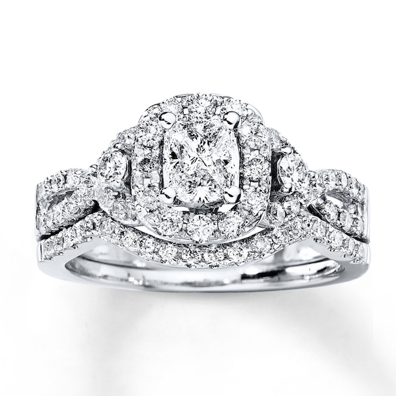 Previously Owned Multi-Diamond Bridal Set 1-1/4 ct tw 14K White Gold Size 5.5