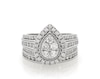 Thumbnail Image 1 of Previously Owned Multi-Diamond Center Pear-Shaped Halo Bridal Set 1-1/4 ct tw 14K White Gold Size 8