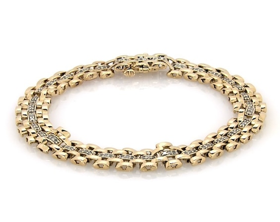 Previously Owned Men's Diamond Bracelet 1 ct tw 10K Yellow Gold 8.5"