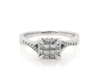Thumbnail Image 1 of Previously Owned Princess-Cut Quad Diamond Cushion Halo Engagement Ring 1/3 ct tw 10K White Gold Size 7