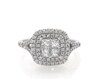 Thumbnail Image 1 of Previously Owned Princess-Cut Quad Diamond Halo Engagement Ring 1-1/6 ct tw 14K White Gold Size 7