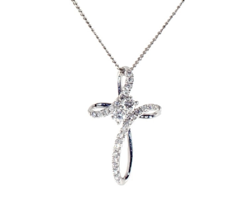 Main Image 1 of Previously Owned Ever Us Diamond Cross Necklace 1/4 ct tw 14K White Gold