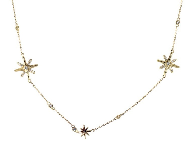 Main Image 1 of Previously Owned Diamond Star Necklace 1 ct tw Round-cut 14K Yellow Gold 36&quot;