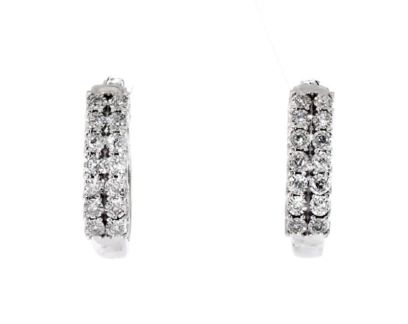 Main Image 1 of Previously Owned Diamond Hoop Earrings 1/4 ct tw Round-cut 10K White Gold