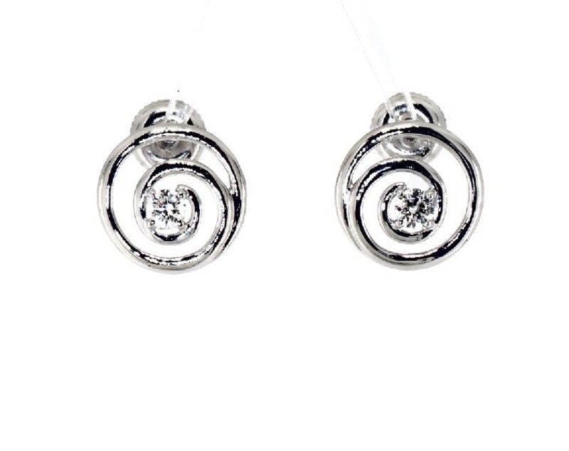 Main Image 1 of Previously Owned Diamond Swirl Earrings 1/4 ct tw 14K White Gold