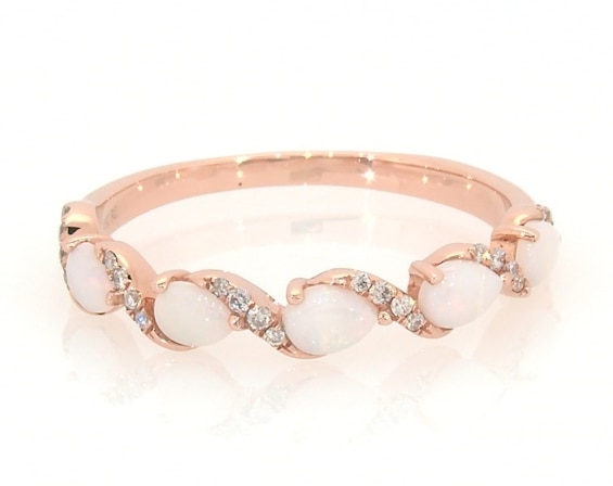 Previously Owned Opal & Diamond Ring 1/10 ct tw 10K Rose Gold