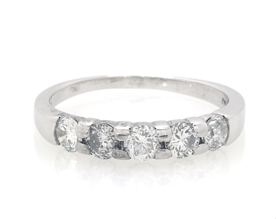 Previously Owned Diamond Five-Stone Diamond Wedding Band 1 ct tw 14K White Gold
