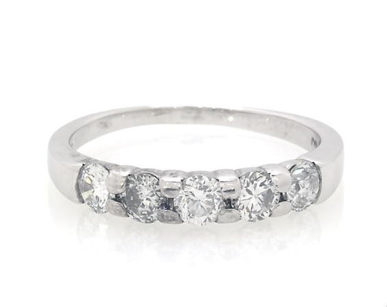 Previously Owned Diamond Five-Stone Diamond Wedding Band 1 ct tw 14K White Gold Size 5.5