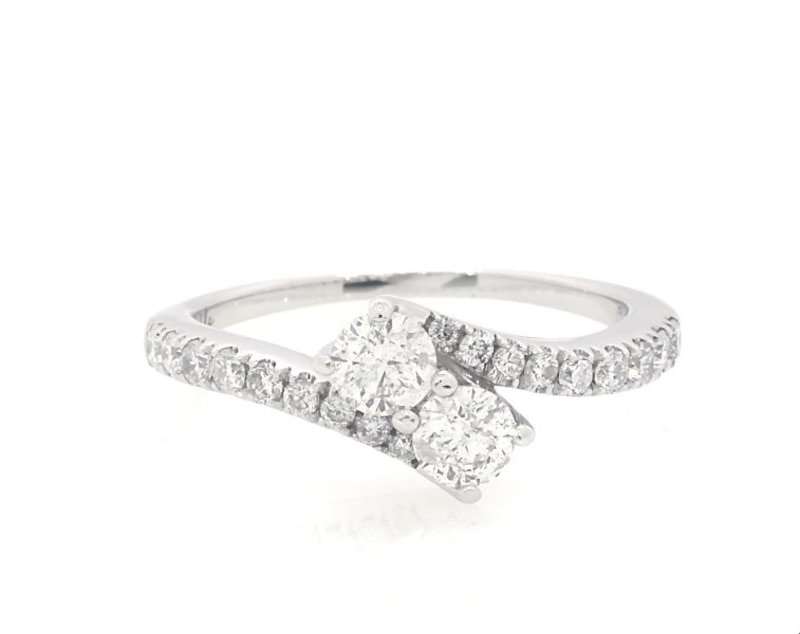 Main Image 1 of Previously Owned Ever Us Two-Stone Diamond Ring 1 ct tw 14K White Gold