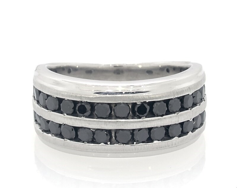 Main Image 1 of Previously Owned Men's Black Diamond Ring 1-1/2 ct tw 10K White Gold