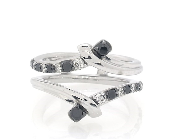 Previously Owned Black & White Diamond Enhancer Ring 3/8 ct tw 14K White Gold Size 7