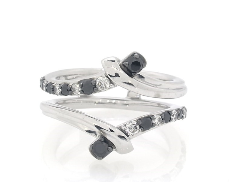 Main Image 1 of Previously Owned Black & White Diamond Enhancer Ring 3/8 ct tw 14K White Gold Size 7