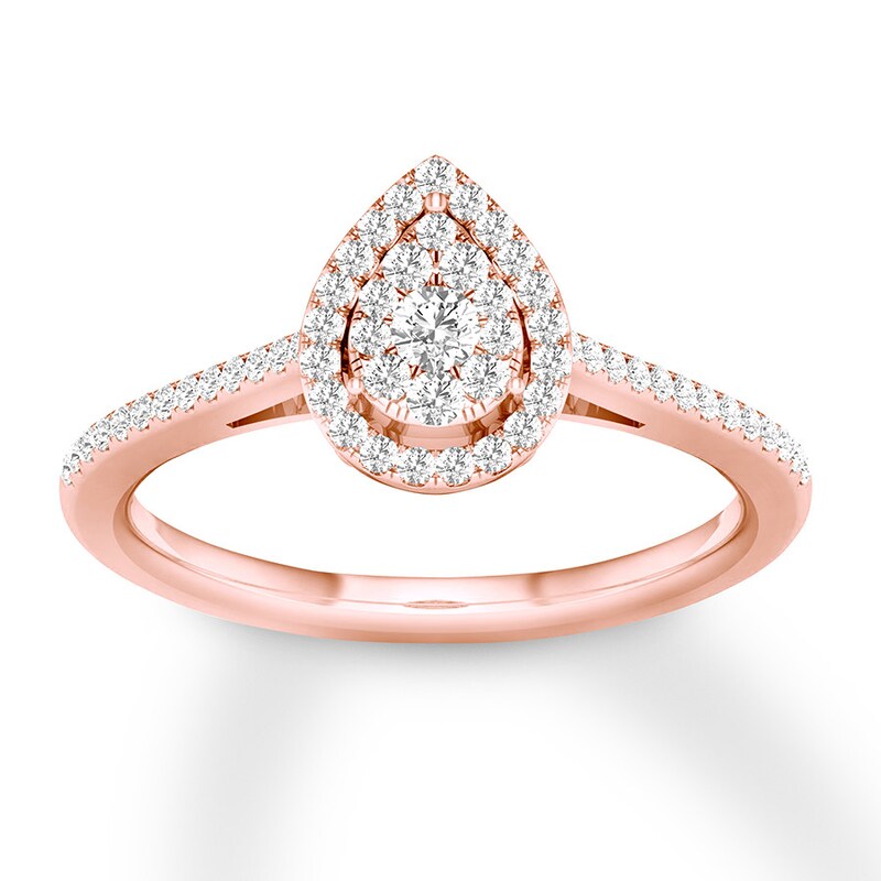 Main Image 1 of Previously Owned Diamond Engagement Ring 1/4 ct tw Round-cut 10K Rose Gold Size 7