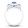 Thumbnail Image 3 of Previously Owned Tanzanite & Diamond Engagement Ring 1/3 ct tw Emerald/Round-cut 10K White Gold Size 6