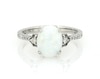 Thumbnail Image 1 of Previously Owned Opal & Diamond Ring 1/6 ct tw Round-cut 10K White Gold