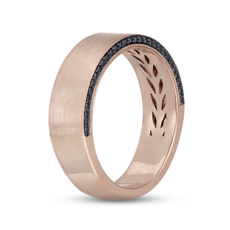Main Image 2 of Previously Owned Neil Lane Men's Black Diamond Wedding Band 1/5 ct tw 14K Rose Gold