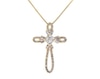 Thumbnail Image 1 of Previously Owned Diamond Cross Necklace 3/8 ct tw Round, Baguette & Princess 10K Yellow Gold 18"