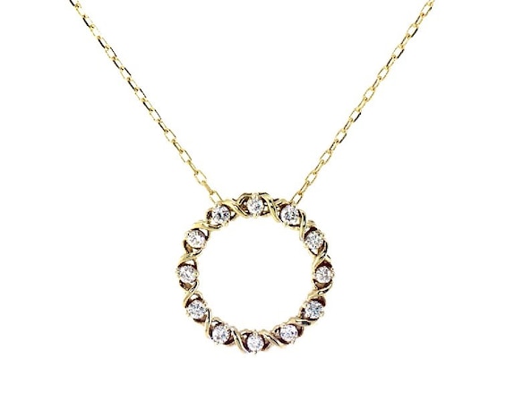 Previously Owned XO from KAY Diamond Circle Necklace 1/4 ct tw Round-cut 10K Yellow Gold 18"
