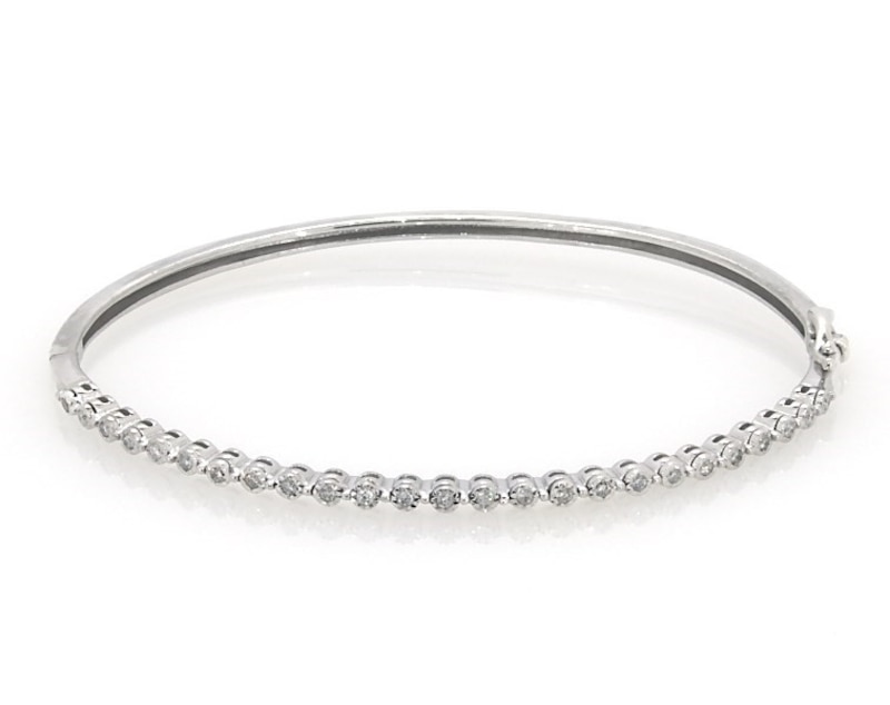 Main Image 1 of Previously Owned Diamond Bangle Bracelet 1/4 ct tw Sterling Silver