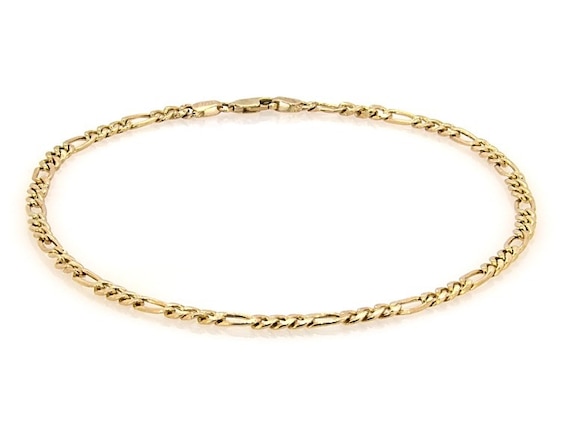 Previously Owned Figaro Chain Anklet 3.55mm Hollow 14K Yellow Gold 11”