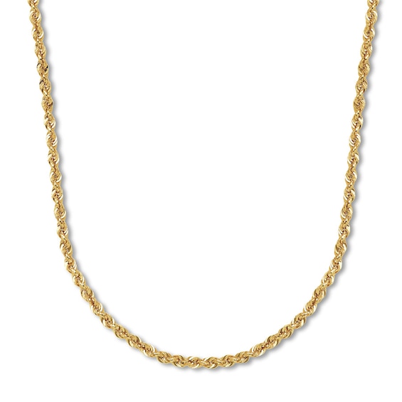 Previously Owned Semi-Solid Rope Chain Necklace 14K Yellow Gold 22"