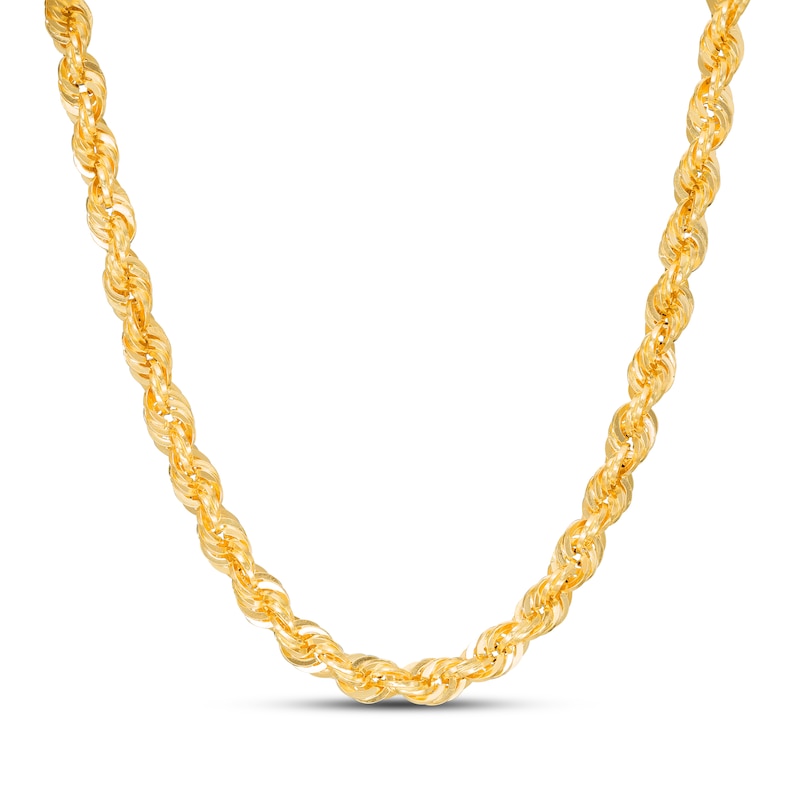 Main Image 1 of Previously Owned Rope Chain Necklace Semi-Solid 14K Yellow Gold 24"