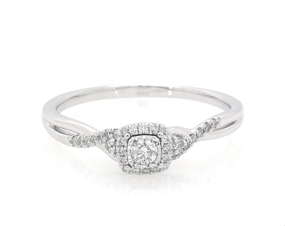Previously Owned Diamond Halo Engagement Ring 1/4 ct tw 10K White Gold