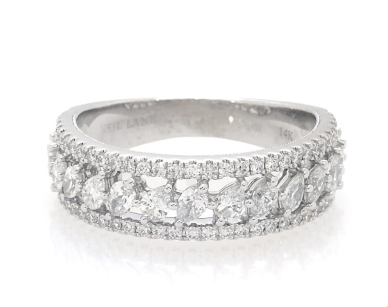 Main Image 1 of Previously Owned Neil Lane Premiere Diamond Anniversary Ring 1-1/6 ct tw Pear & Round 14K White Gold