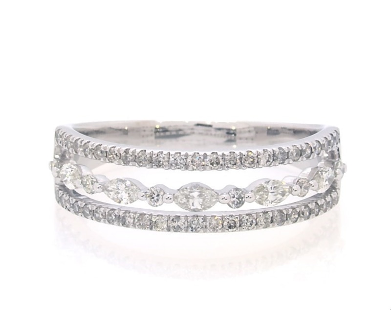 Main Image 1 of Previously Owned Diamond Anniversary Ring 1/2 ct tw Round & Marquise-cut 14K White Gold