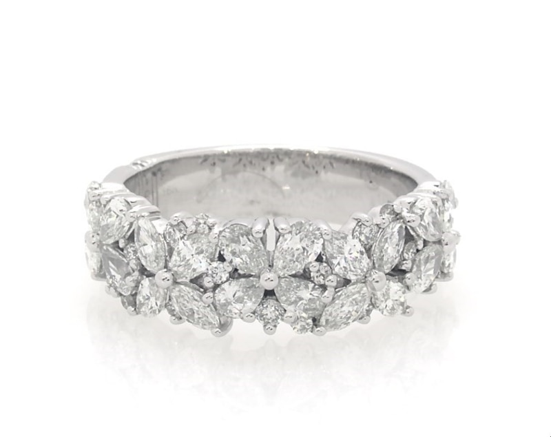 Main Image 1 of Previously Owned Monique Lhuillier Bliss Diamond Anniversary Ring 1-1/2 ct tw Pear, Marquise & Round-cut 18K White Gold