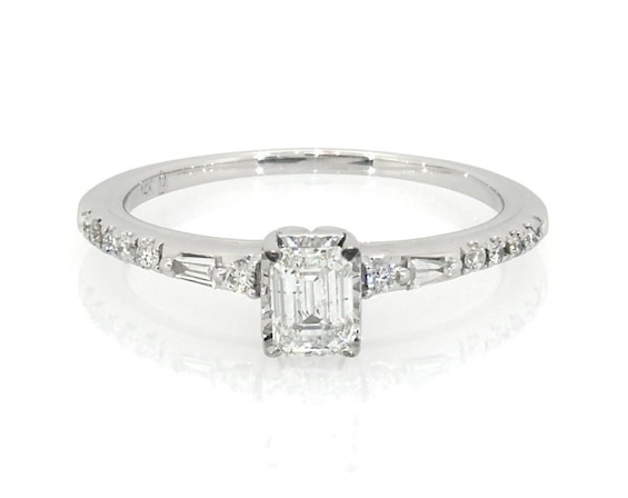 Previously Owned Emerald-Cut Diamond Engagement Ring 3/8 ct tw 14K White Gold