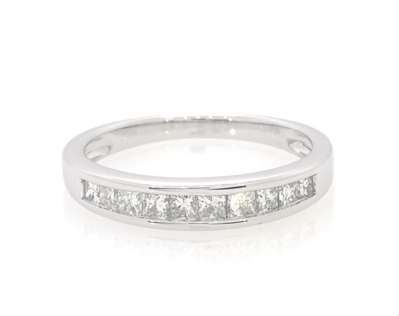 Main Image 1 of Previously Owned Princess-Cut Diamond Anniversary Band 1/2 ct tw 14K White Gold