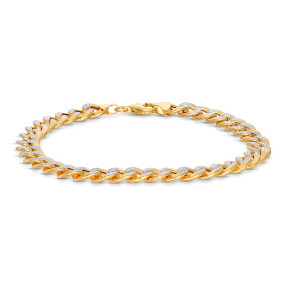 Previously Owned Textured Curb Chain Bracelet Semi-Solid 10K Yellow Gold 8.5"