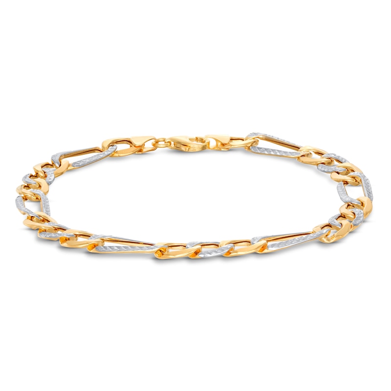 Main Image 1 of Previously Owned Figaro Chain Bracelet Semi-Solid 10K Yellow Gold 8.5"