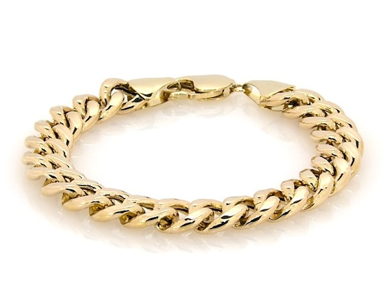 Previously Owned Cuban Chain Bracelet Semi-Solid 10K Yellow Gold 7.5"
