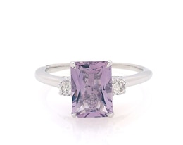 Previously Owned Monique Lhuillier Bliss Radiant-Cut Light Amethyst & Diamond Engagement Ring 1/4 ct tw 14K White Gold
