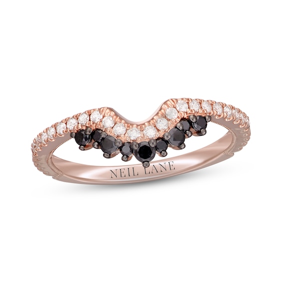 Previously Owned Neil Lane Black & White Diamond Wedding Band 3/8 ct tw Round-cut 14K Rose Gold