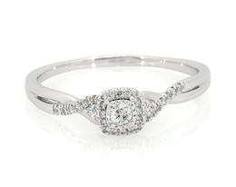 Previously Owned Round-Cut Diamond Twist Shank Engagement Ring 1/4 ct tw 10K White Gold